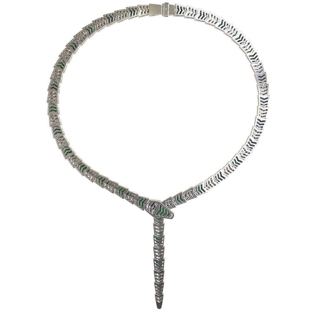 Колье из белого золота c бриллиантами и малахитом