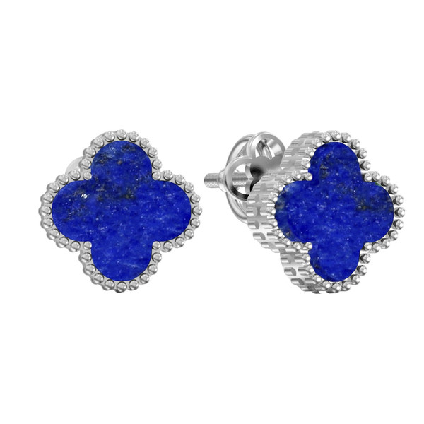 Серьги из белого золота c лазуритом