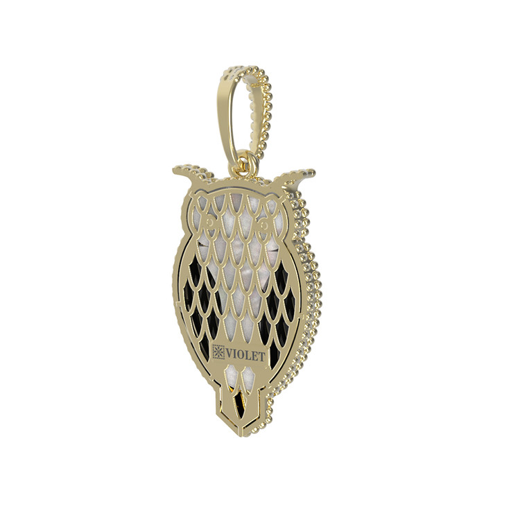 Подвеска из лимонного золота c эмалью, ониксом и перламутром