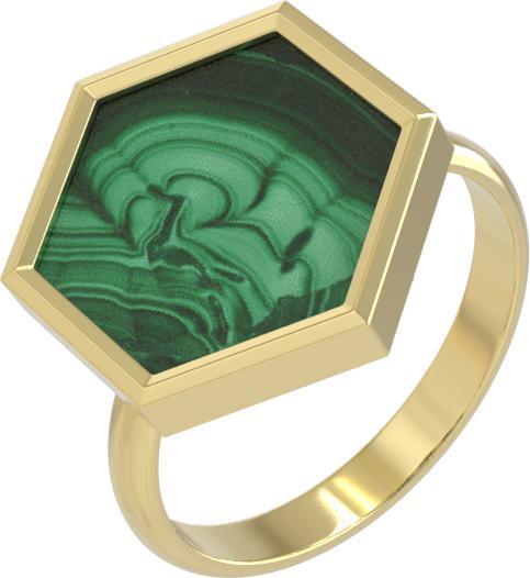 Кольцо из лимонного золота c малахитом