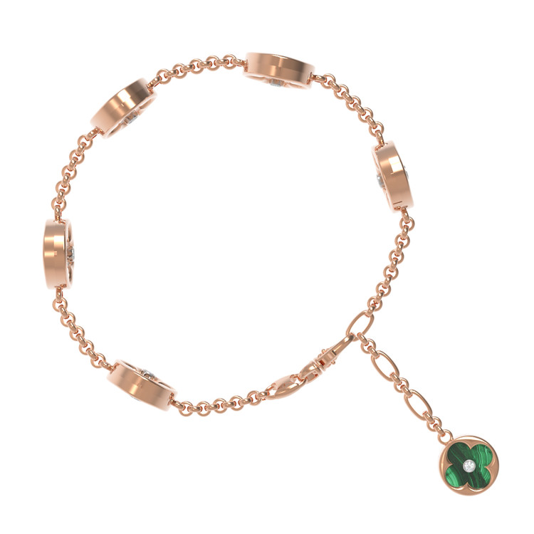 Браслет из золота c бриллиантами, малахитом и перламутром