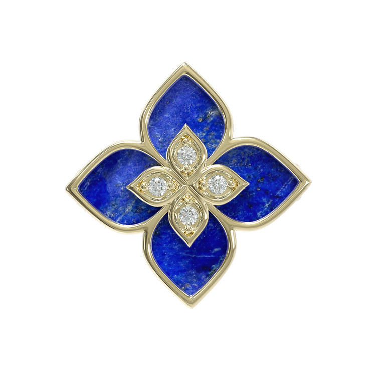 Кольцо из лимонного золота c бриллиантами и лазуритом