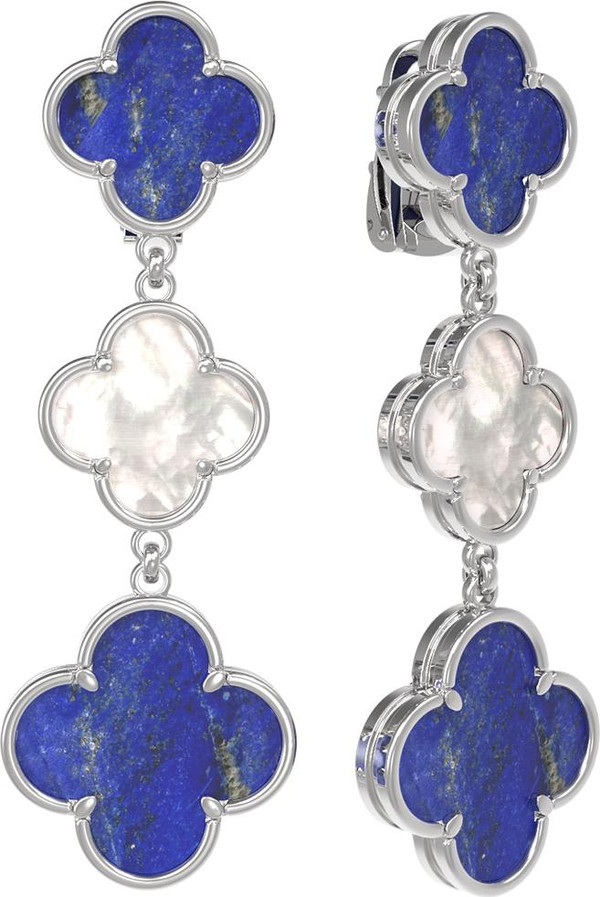 Серьги из белого золота c лазуритом и перламутром