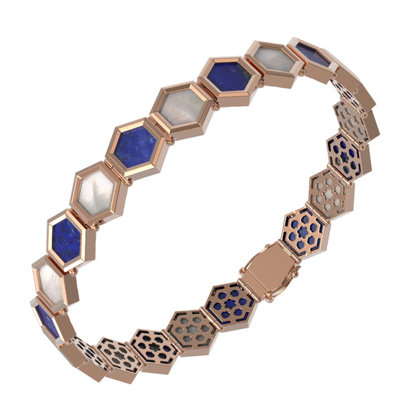 Браслет из золота c лазуритом и перламутром