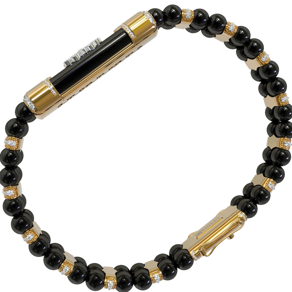 Браслет из лимонного золота c бриллиантами и ониксом