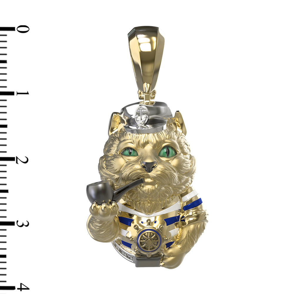 Подвеска из лимонного золота c эмаль , бриллиантами и рубином