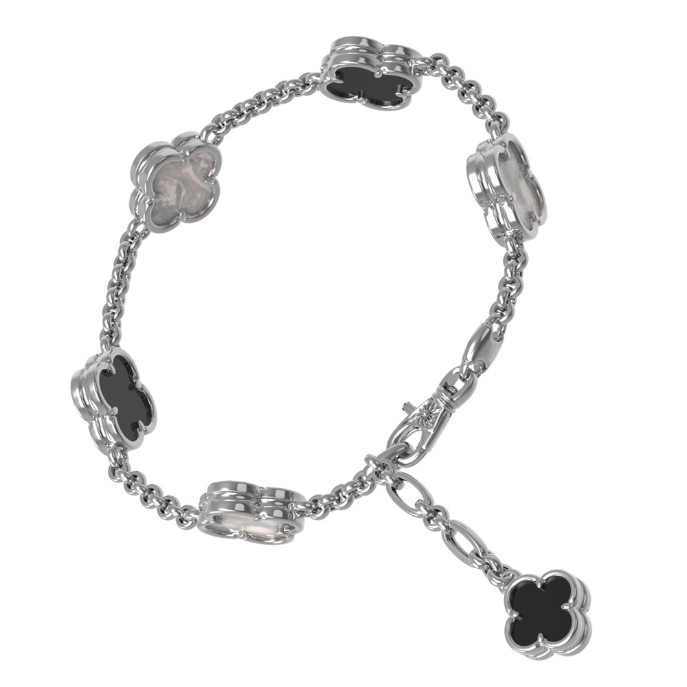 Браслет из белого золота c ониксом и перламутром