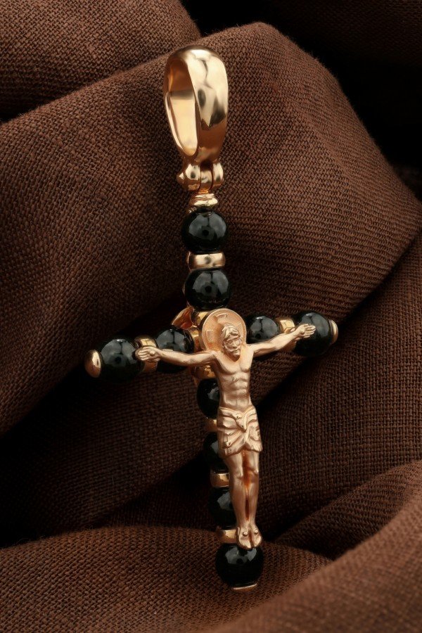 Крест из золота c ониксом