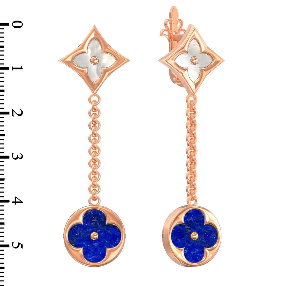 Серьги из золота c лазуритом и перламутром