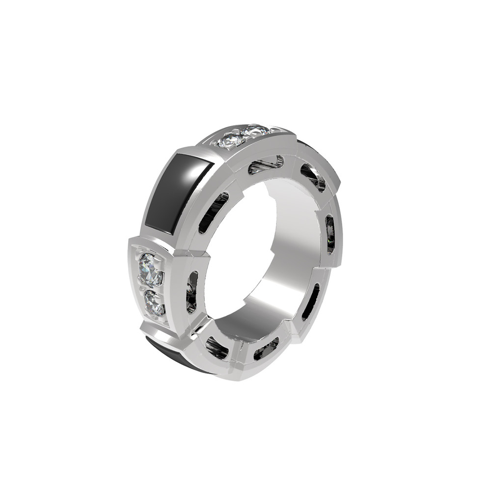 Подвеска из белого золота c бриллиантами и ониксом