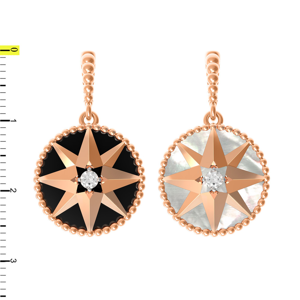 Подвеска из золота c фианитом, ониксом и перламутром