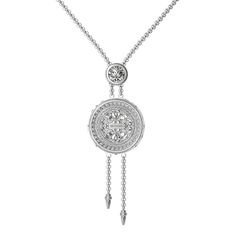 Колье из белого золота c эмаль