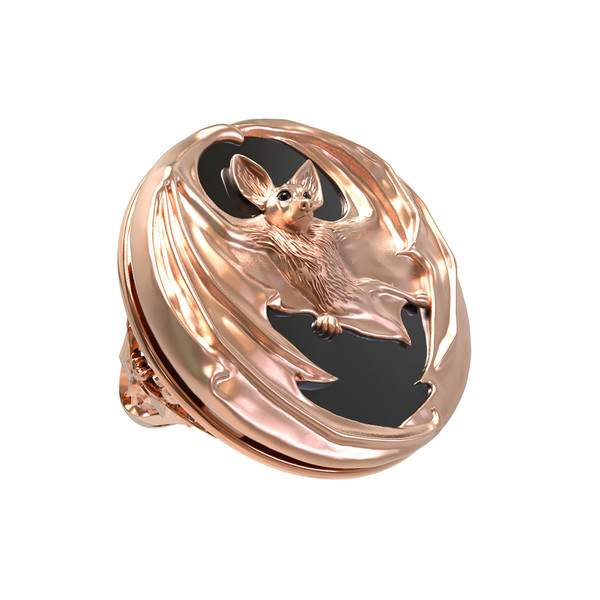 Кольцо из золота c эмаль и ониксом