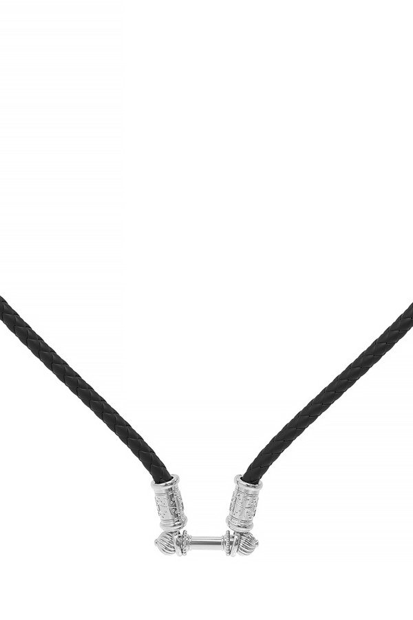 Шнурок кожаный из белого золота c кожаным шнурком