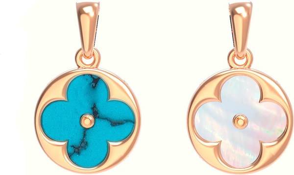 Подвеска из золота c бирюзой и перламутром