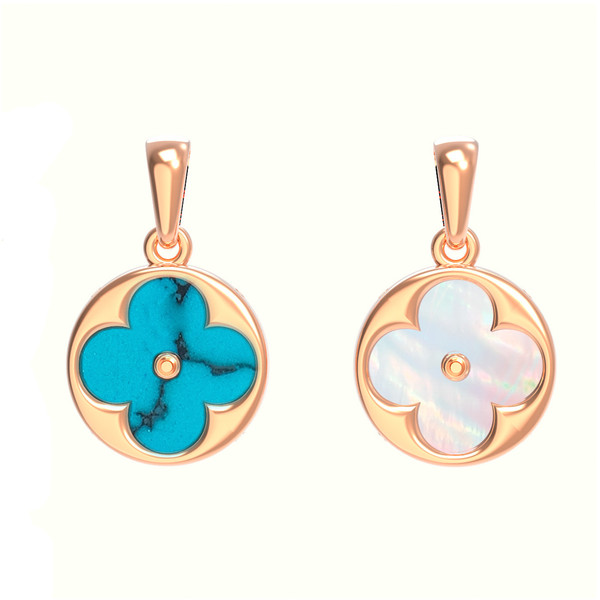 Подвеска из золота c бирюзой и перламутром