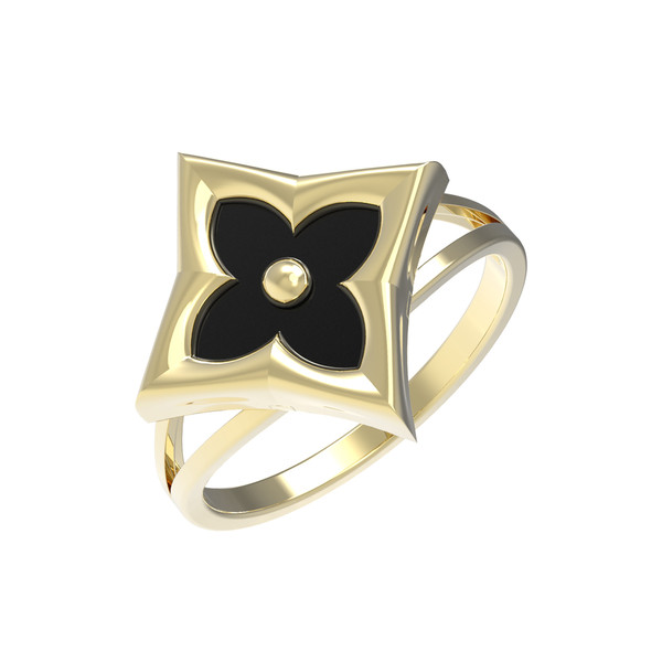 Кольцо из лимонного золота c ониксом