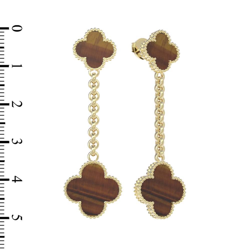 Серьги из лимонного золота c тигровым глазом