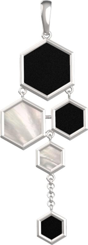 Подвеска из белого золота c ониксом и перламутром