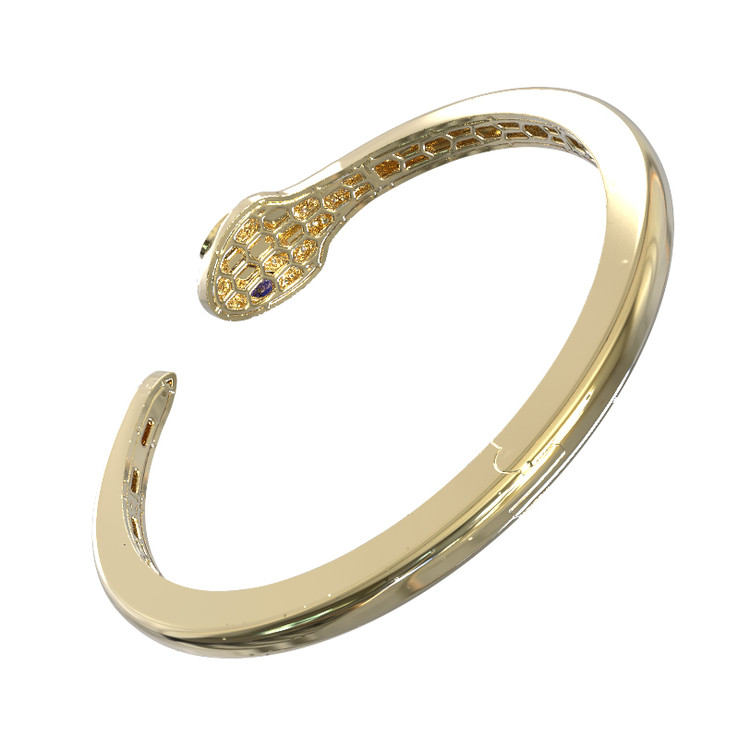 Браслет из лимонного золота c бриллиантами, сапфиром и малахитом