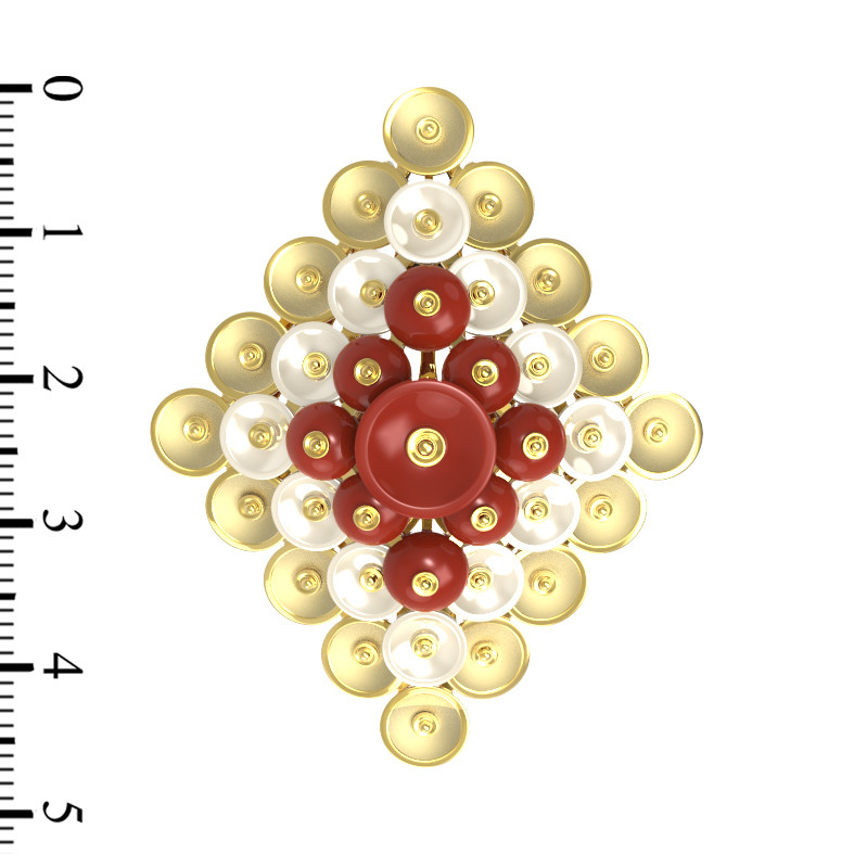 Подвеска из лимонного золота c агатом и перламутром