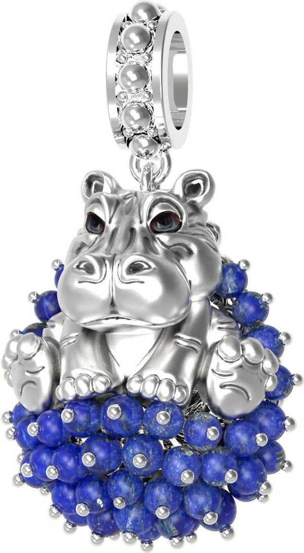 Подвеска из белого золота c эмаль и лазуритом