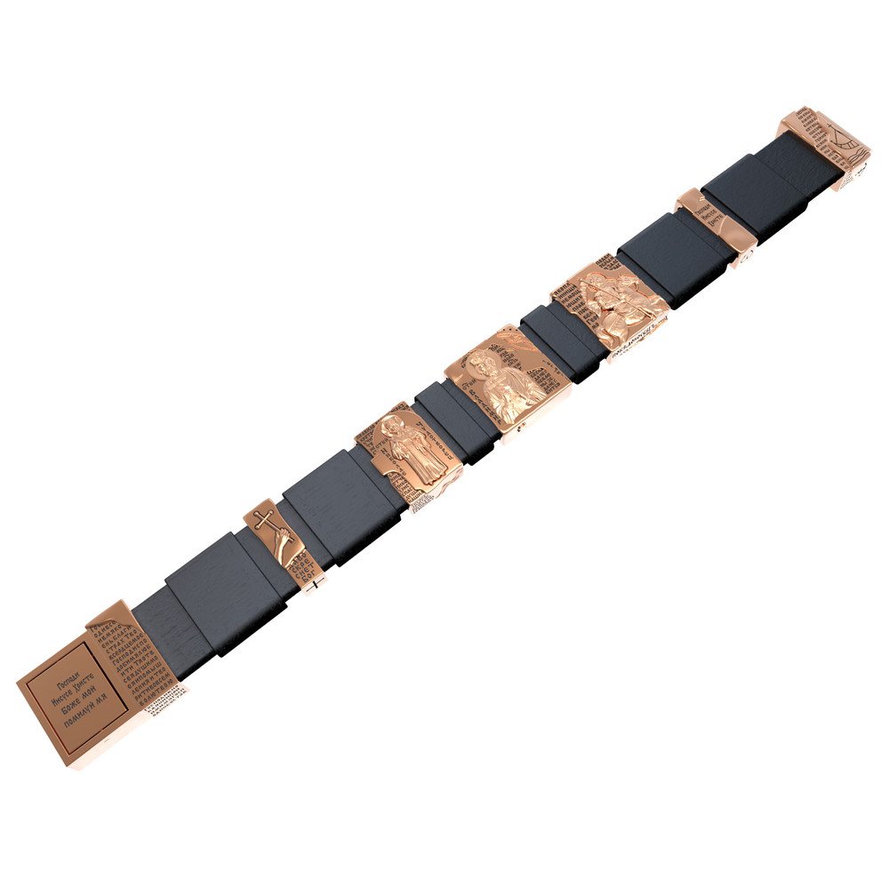 Браслет из золота c кожаным шнурком