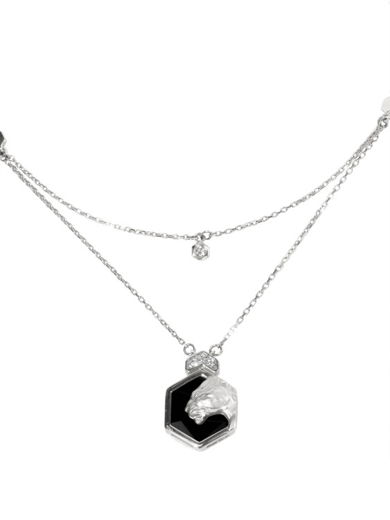 Колье из белого золота c бриллиантами и ониксом