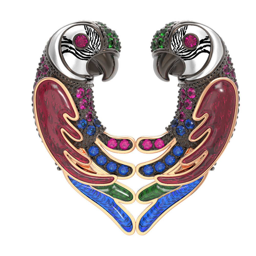 Подвеска из золота c эмаль и фианитом