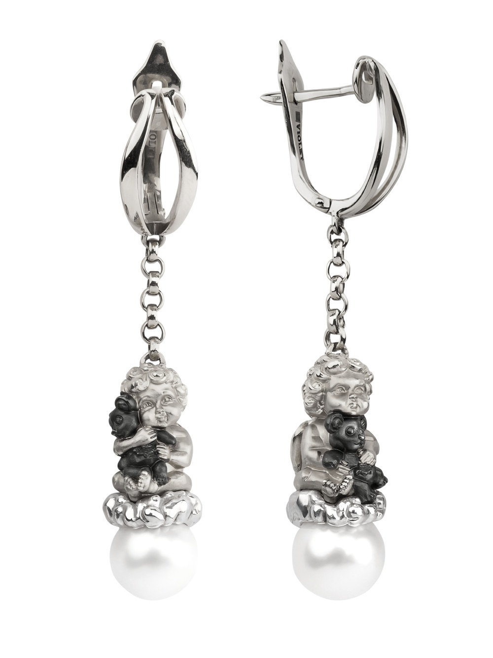 Серьги из белого золота c жемчугом