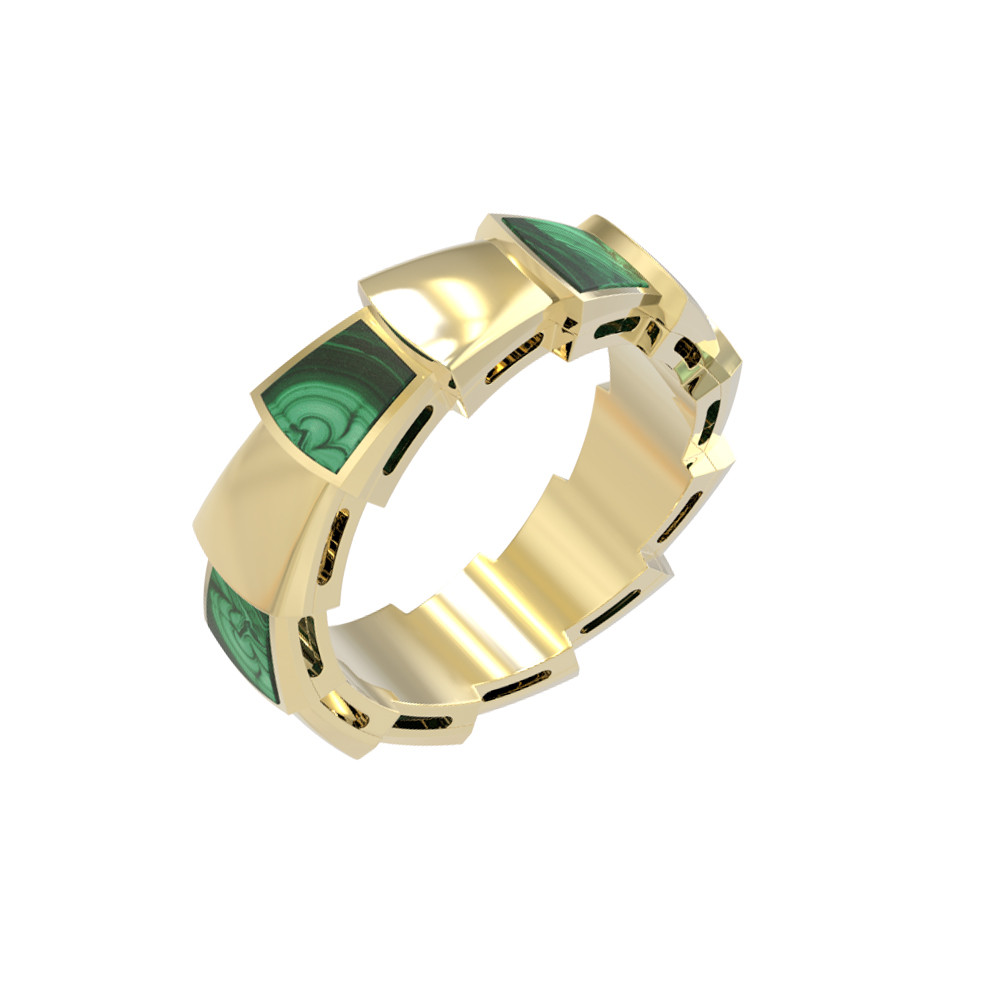 Кольцо из лимонного золота c малахитом