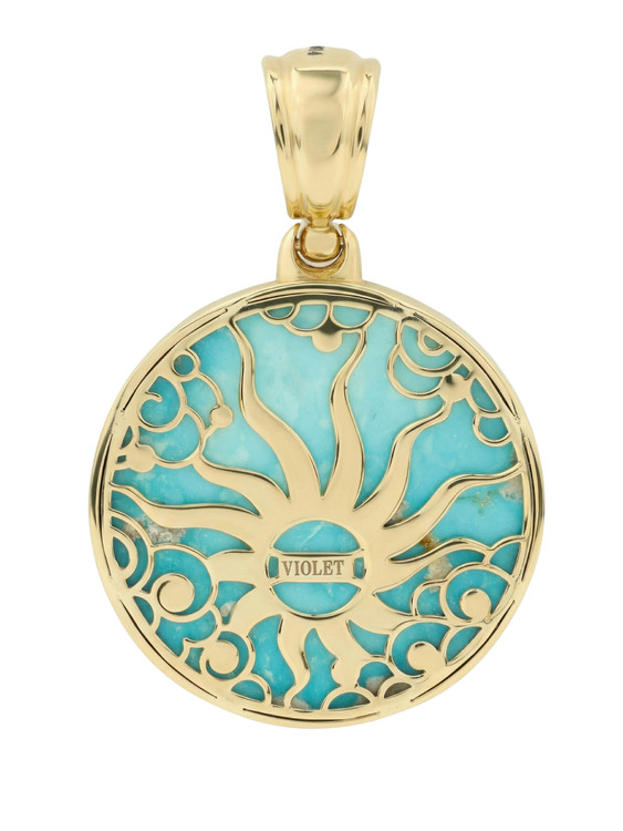 Подвеска из лимонного золота c бирюзой и перламутром