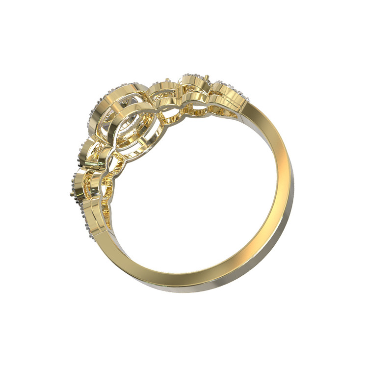 Кольцо из лимонного золота c бриллиантами и сапфиром