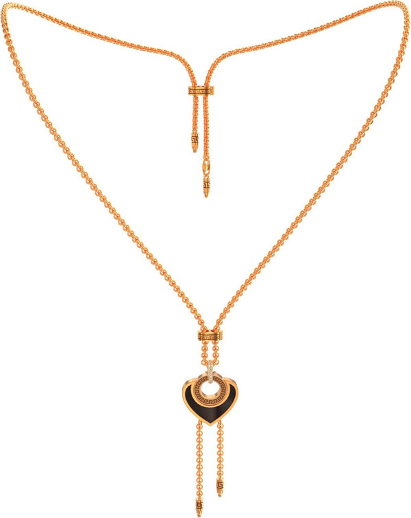 Колье из золота c фианитом, ониксом и перламутром