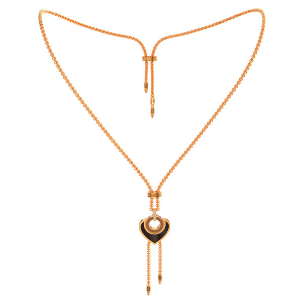 Колье из золота c фианитом, ониксом и перламутром