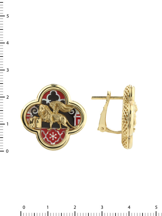 Серьги из лимонного золота c эмаль и перламутром