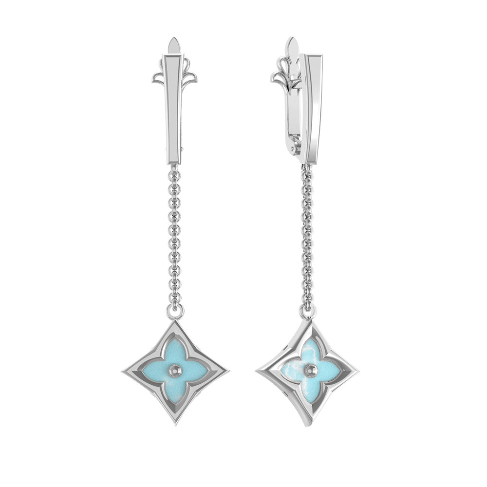 Серьги из белого золота c бирюзой