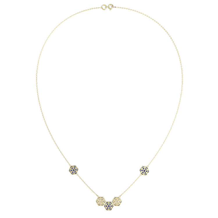 Колье из лимонного золота c лазуритом и перламутром