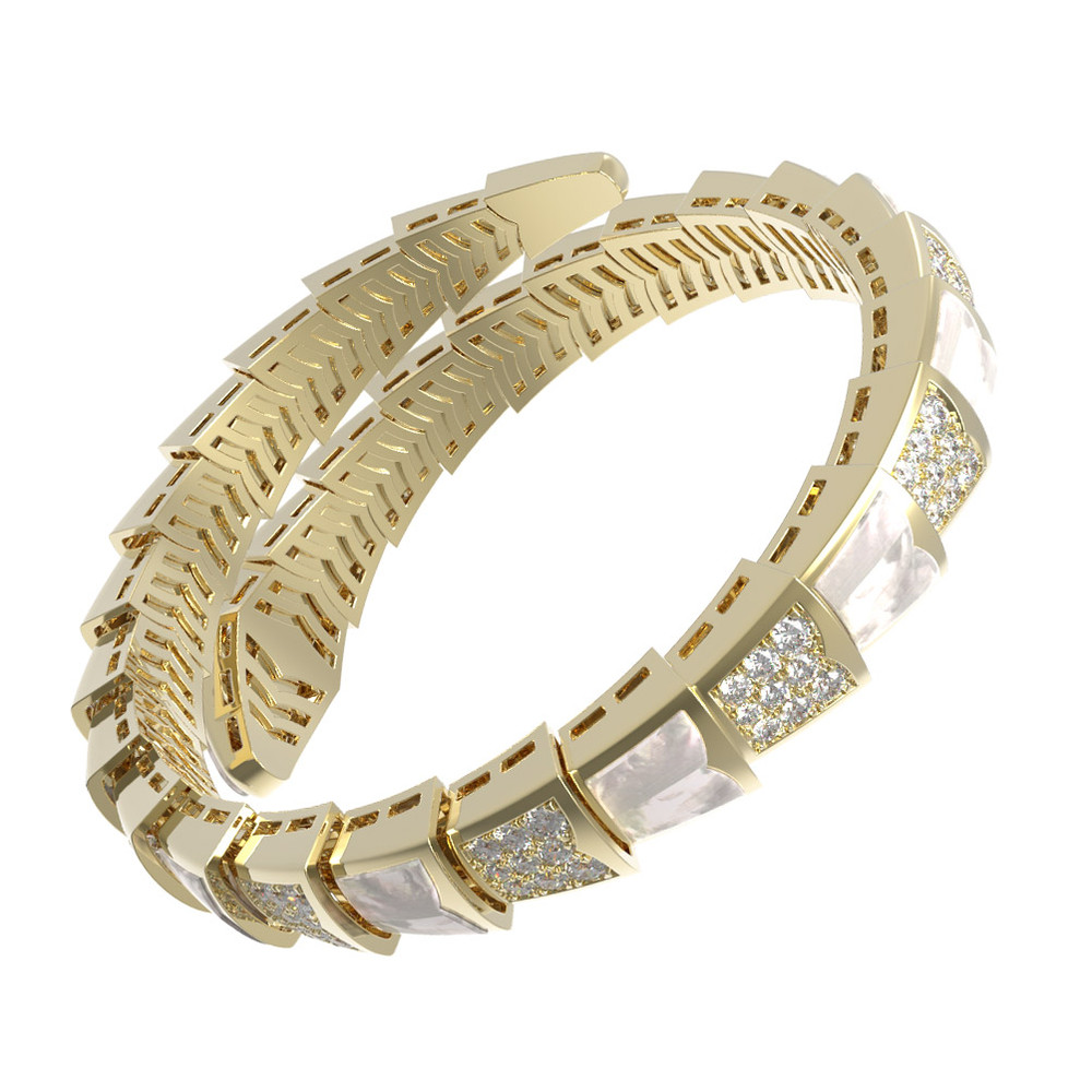 Браслет из лимонного золота c бриллиантами и перламутром