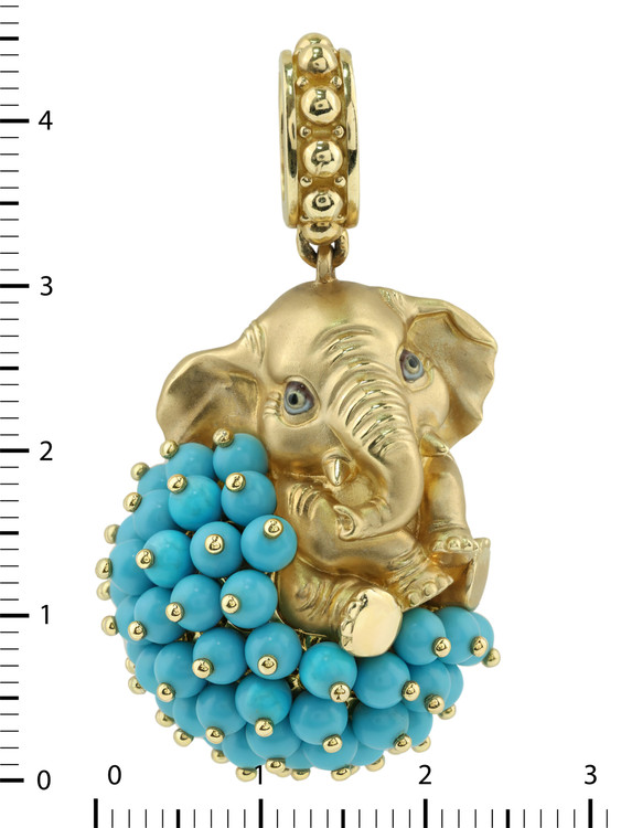 Подвеска из лимонного золота c эмаль и бирюзой