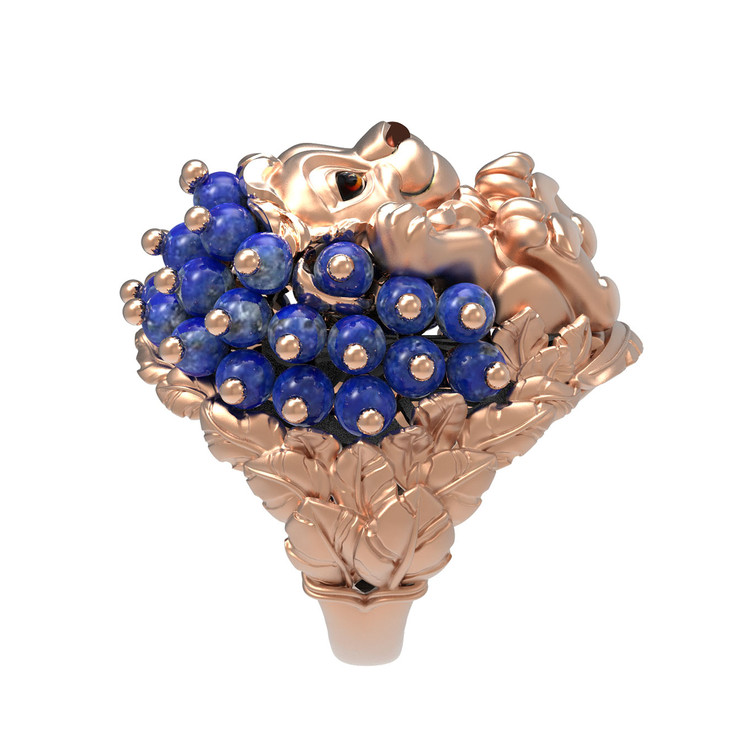 Кольцо из золота c эмалью и лазуритом