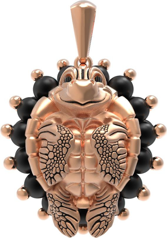 Подвеска из золота c эмаль и ониксом