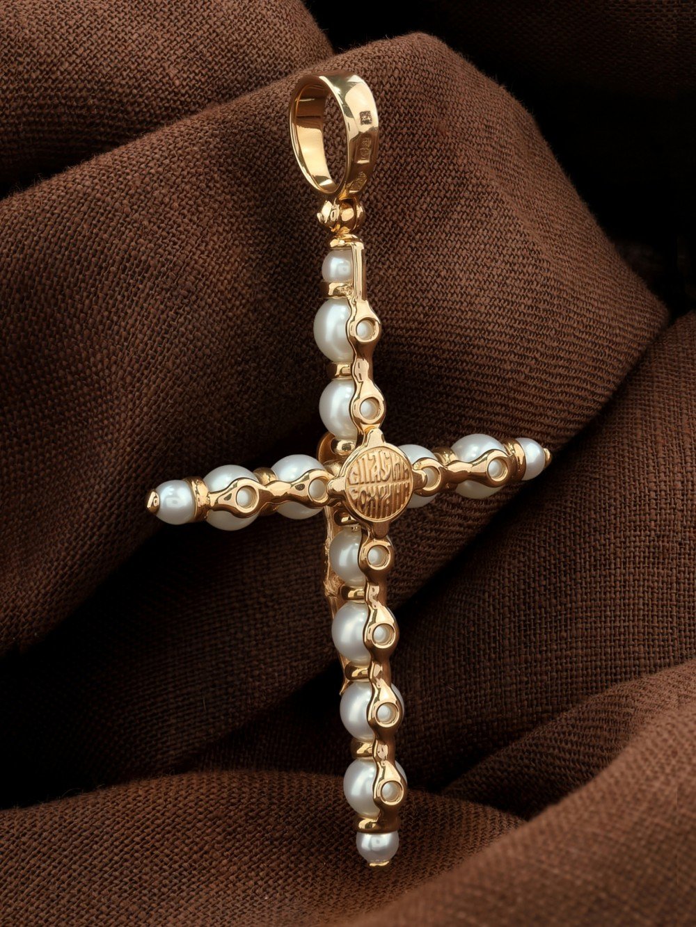 Крест из золота c жемчугом