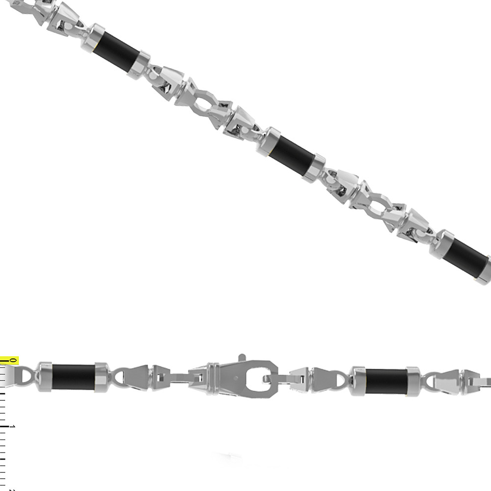 Цепь из белого золота c ониксом