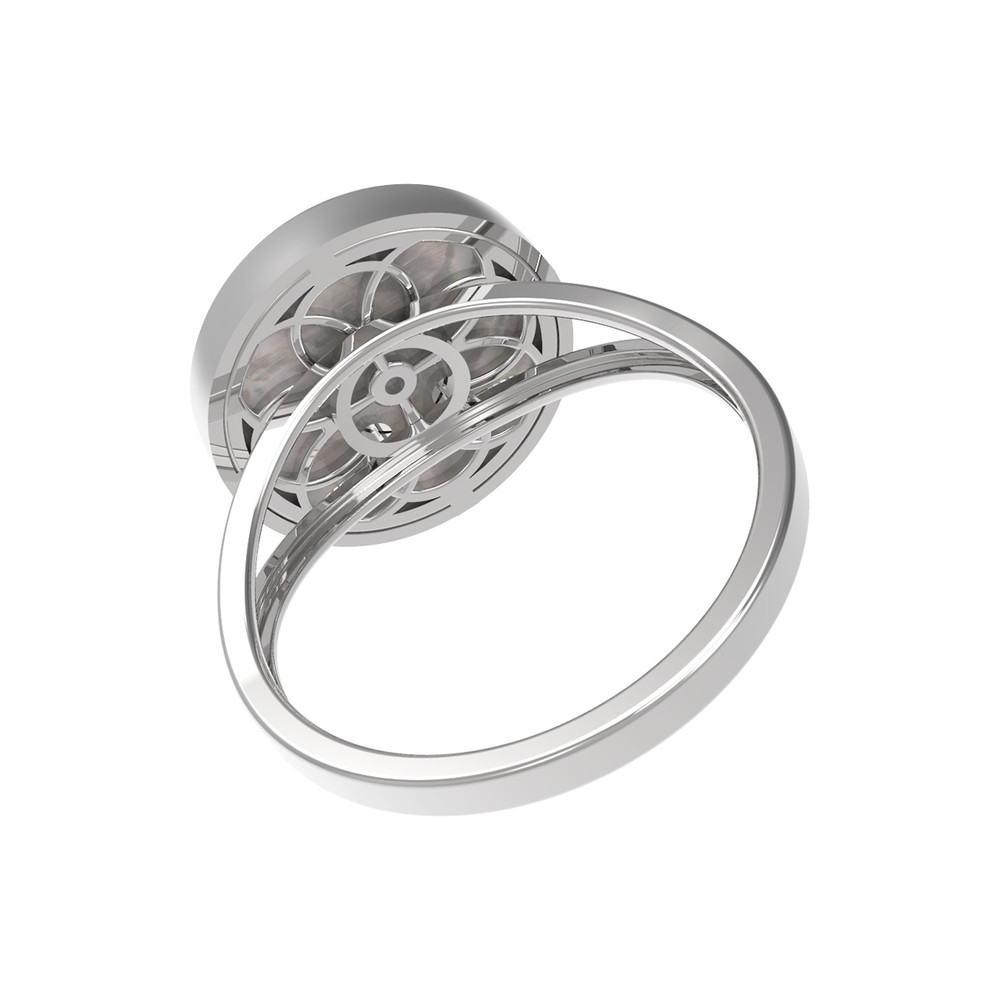 Кольцо из белого золота c бриллиантами и перламутром