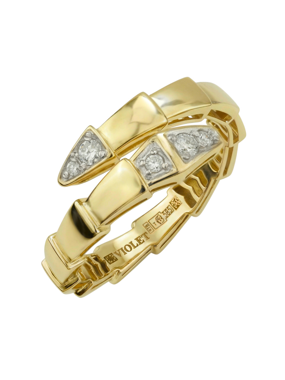 Кольцо из лимонного золота c бриллиантами