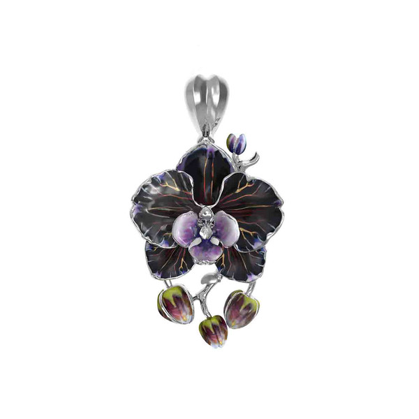 Подвеска из белого золота c эмаль