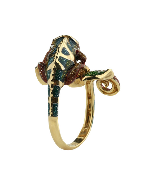 Кольцо из лимонного золота c эмалью