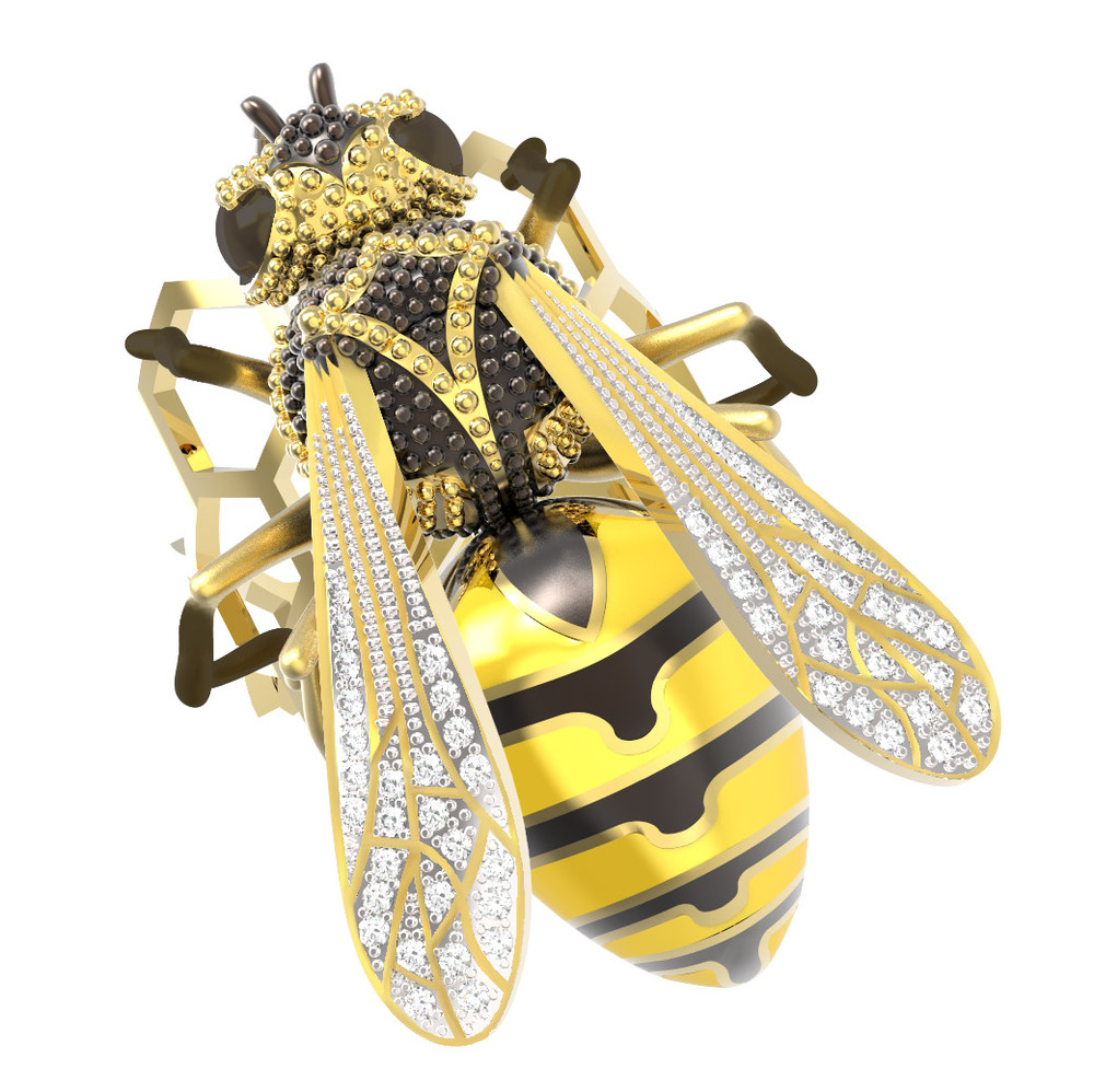 Кольцо из лимонного золота c эмалью и бриллиантами