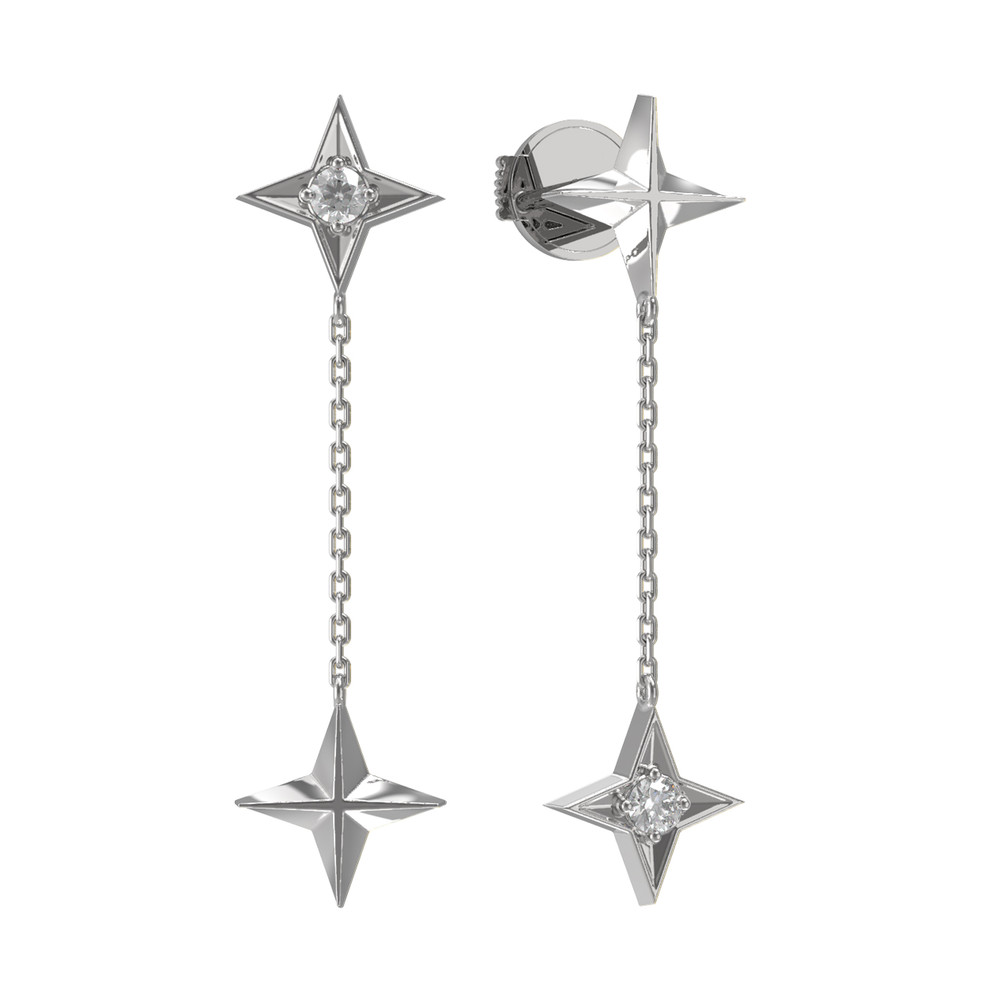 Серьги из белого золота c бриллиантами